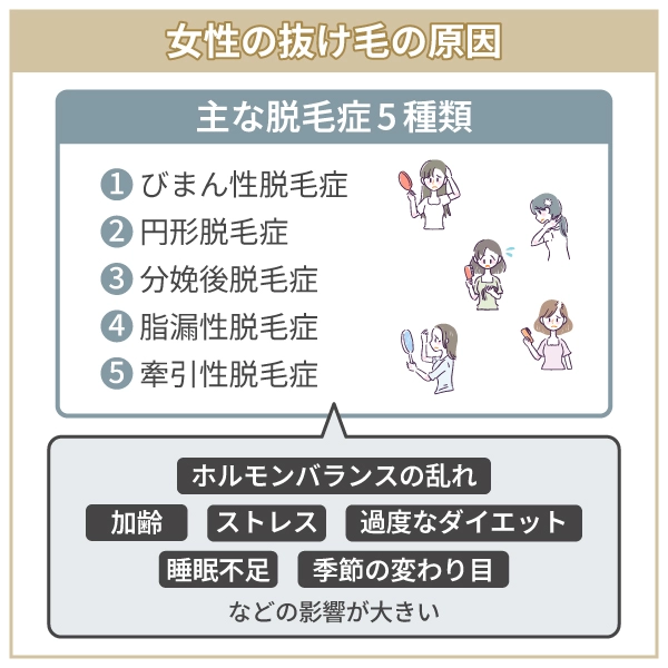 女性の抜け毛を引き起こすさまざまな原因と適切な対策