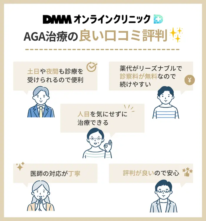 DMMオンラインクリニックAGA治療の良い口コミ評判は？
