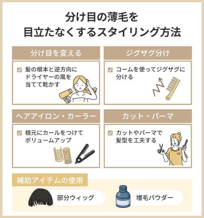 分け目の薄毛を目立たなくするスタイリング方法